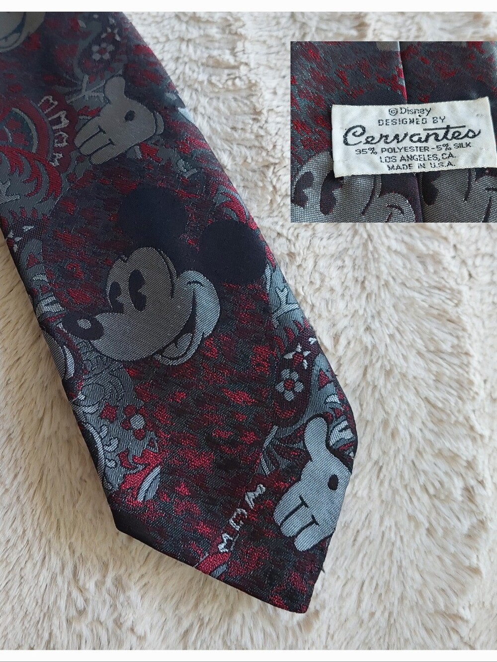 Disney Cervantes Men's Tie Mickey Mouse Red Black